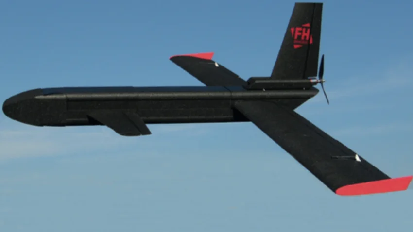 Die Flugdrohne in der Luft.